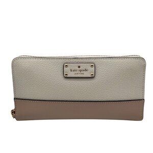 Kate Spade White and Tan Pebbled Leather Grove Street Neda Wallet